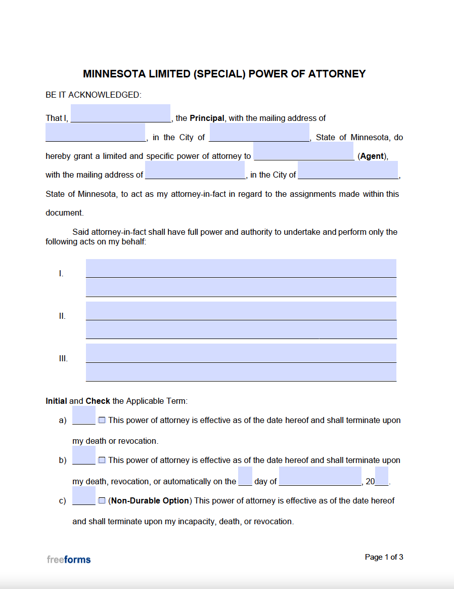 Free Minnesota Power of Attorney Forms | PDF