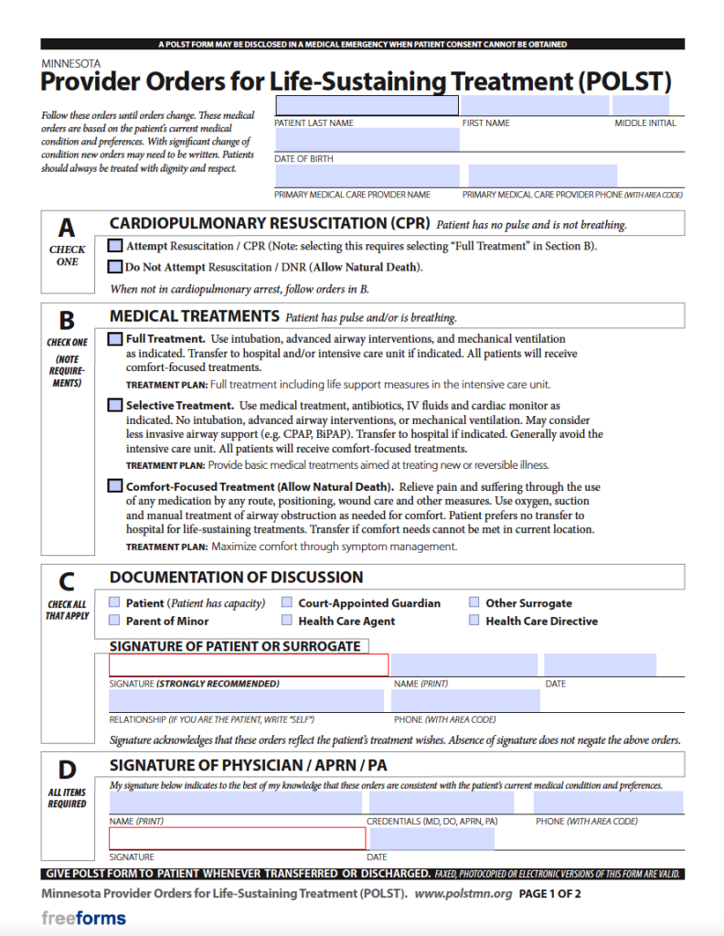 Free Minnesota Advance Directive Form (Medical POA & Living Will) | PDF