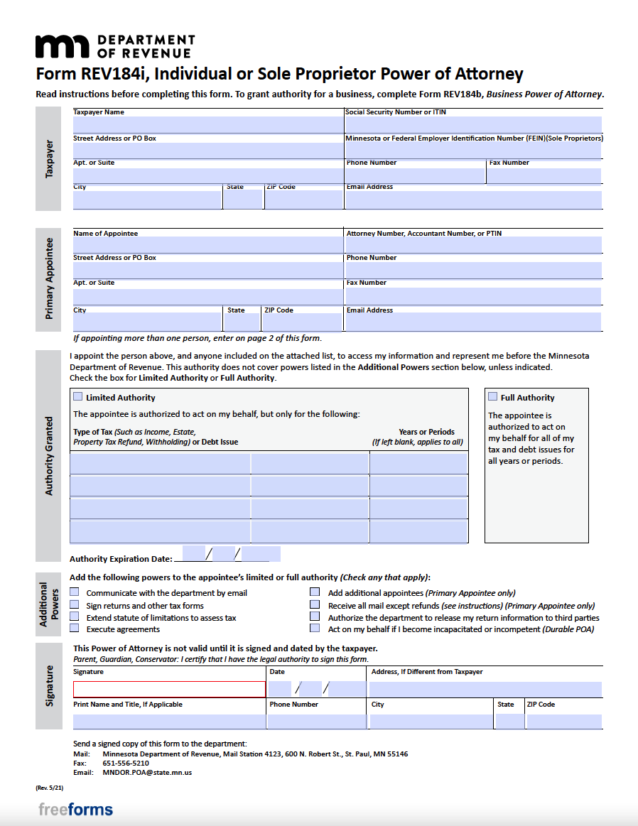 Free Minnesota Power Of Attorney Forms PDF