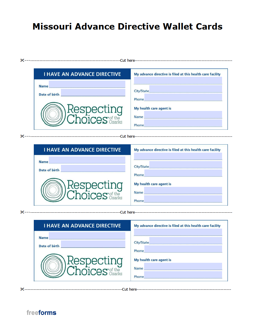 Free Missouri Advance Directive Form (Medical POA & Living Will) PDF