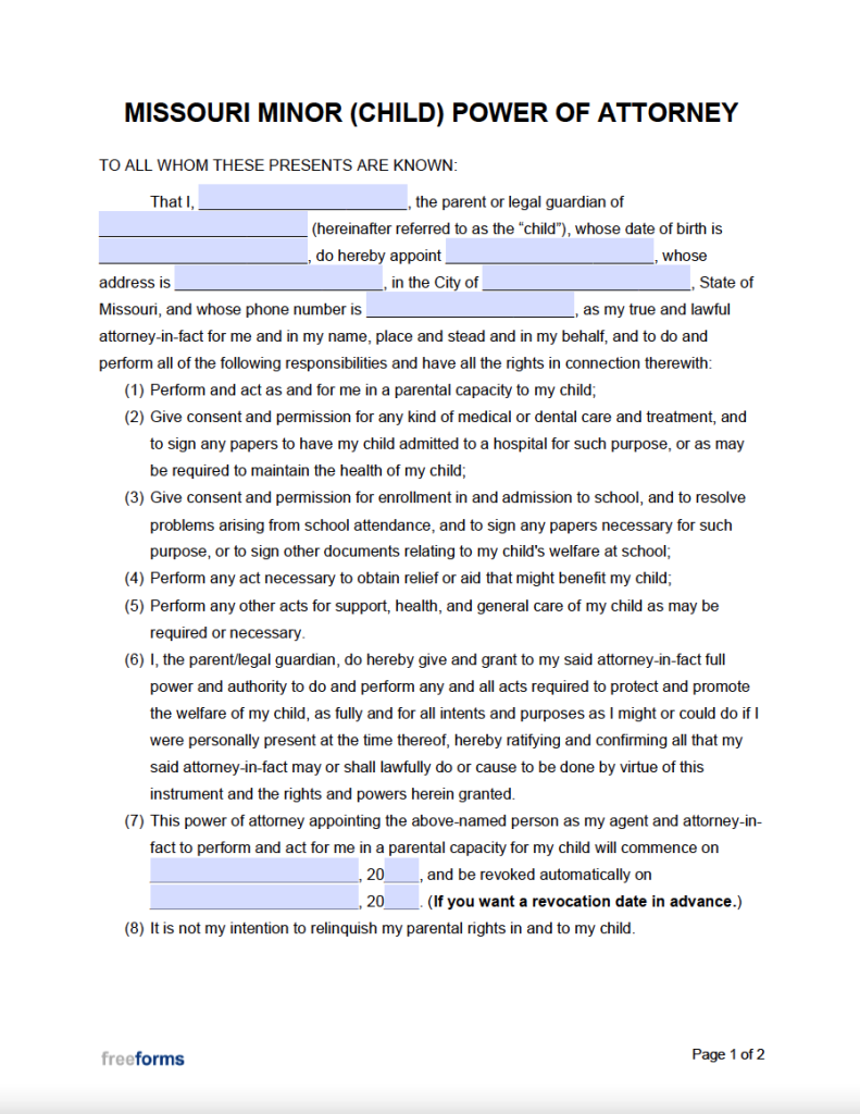 free-missouri-minor-child-power-of-attorney-form-pdf-word