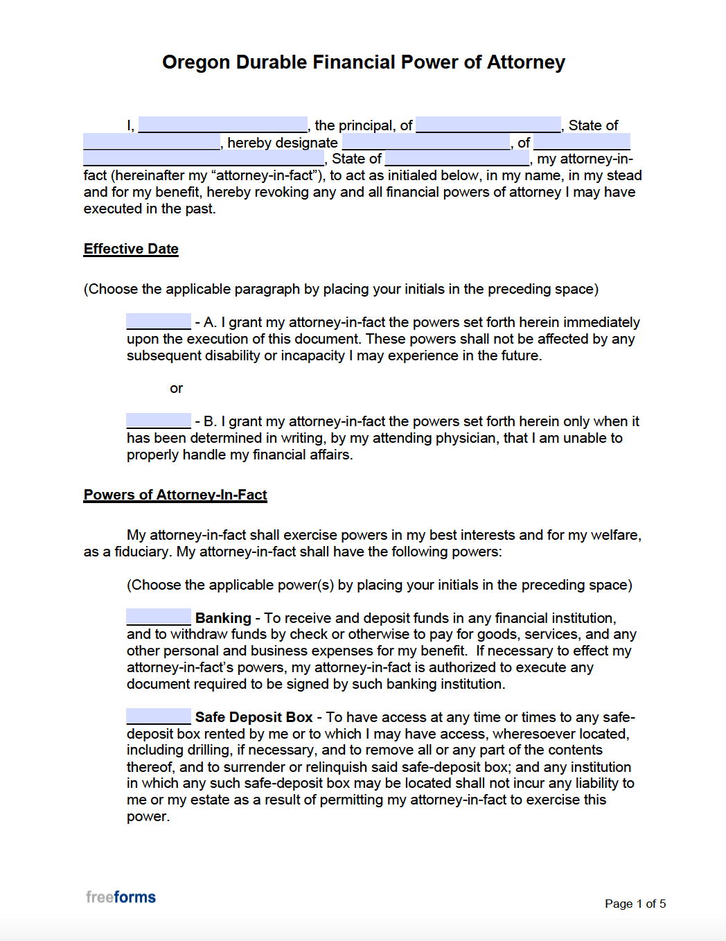 Free Washington State Durable Power Of Attorney Forms