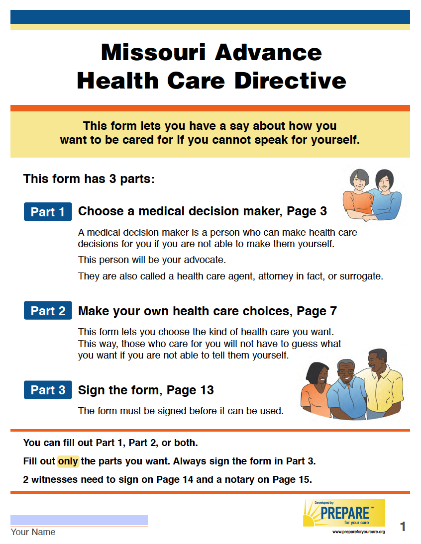 Free Missouri Advance Directive Form Medical Poa Living Will Pdf