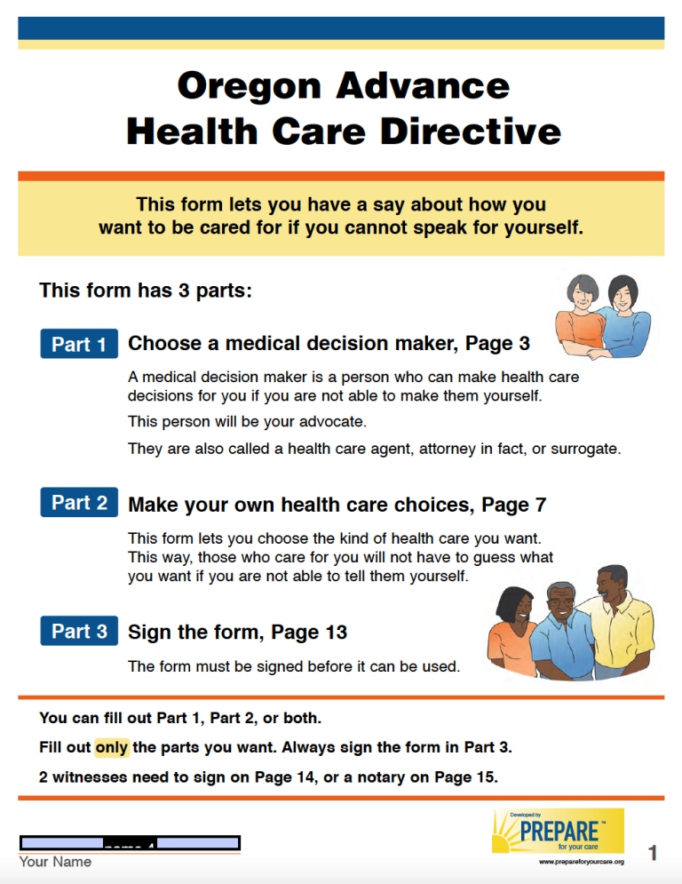 Free Oregon Advance Directive Form (Medical POA & Living Will) | PDF