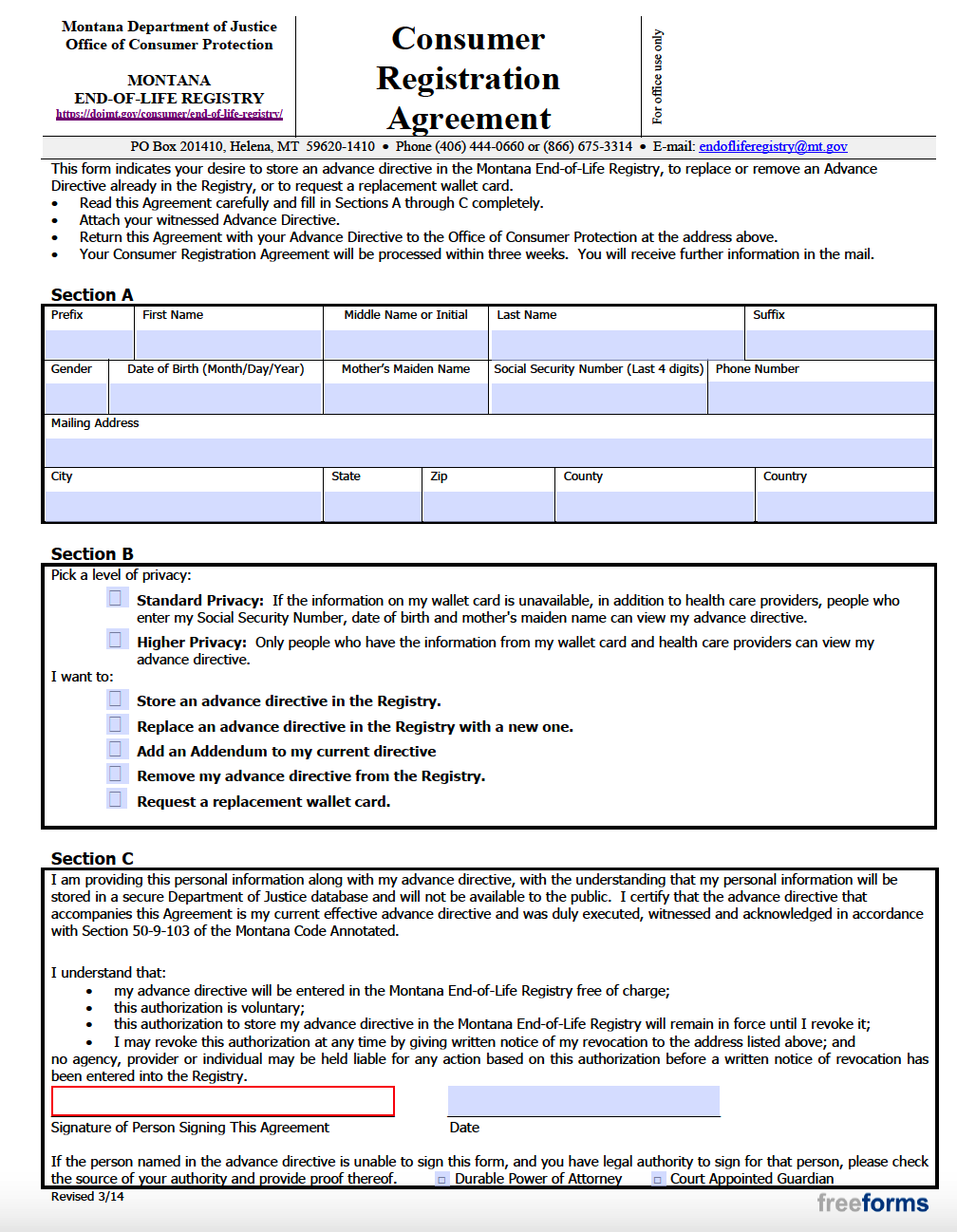 Free Montana Advance Directive Form (Medical POA & Living Will) PDF