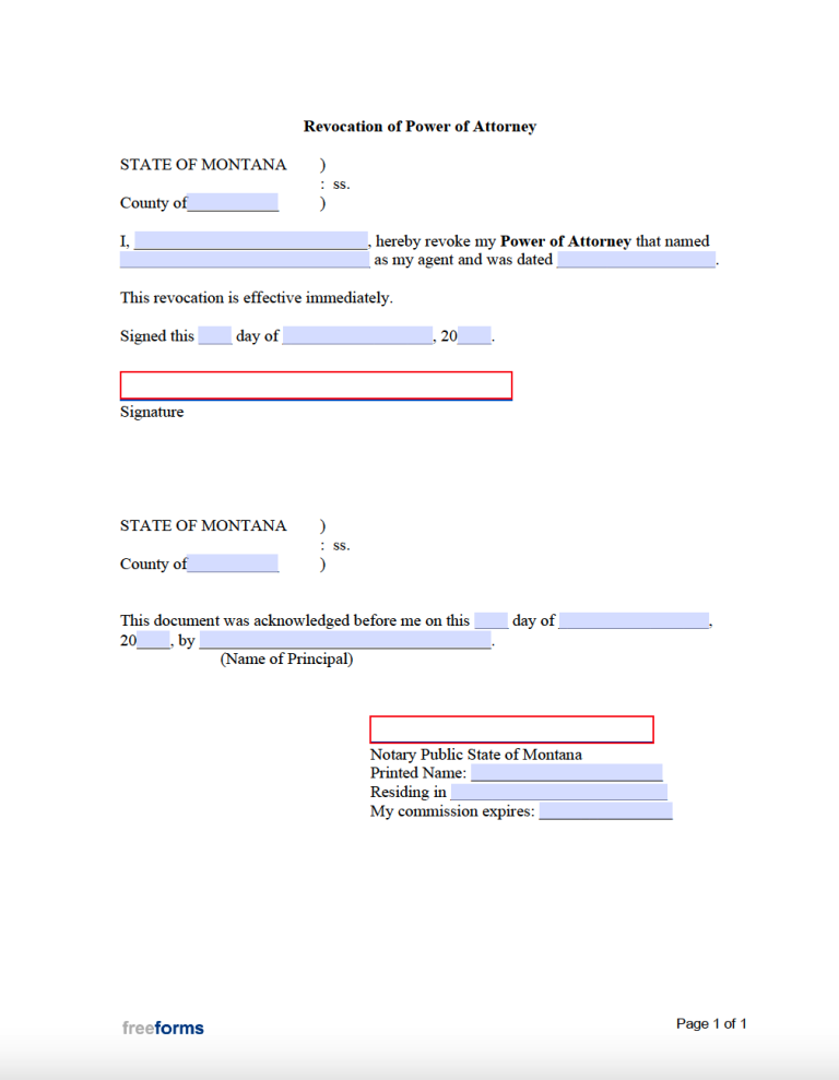 Free Montana Power Of Attorney Forms Pdf Word 9867