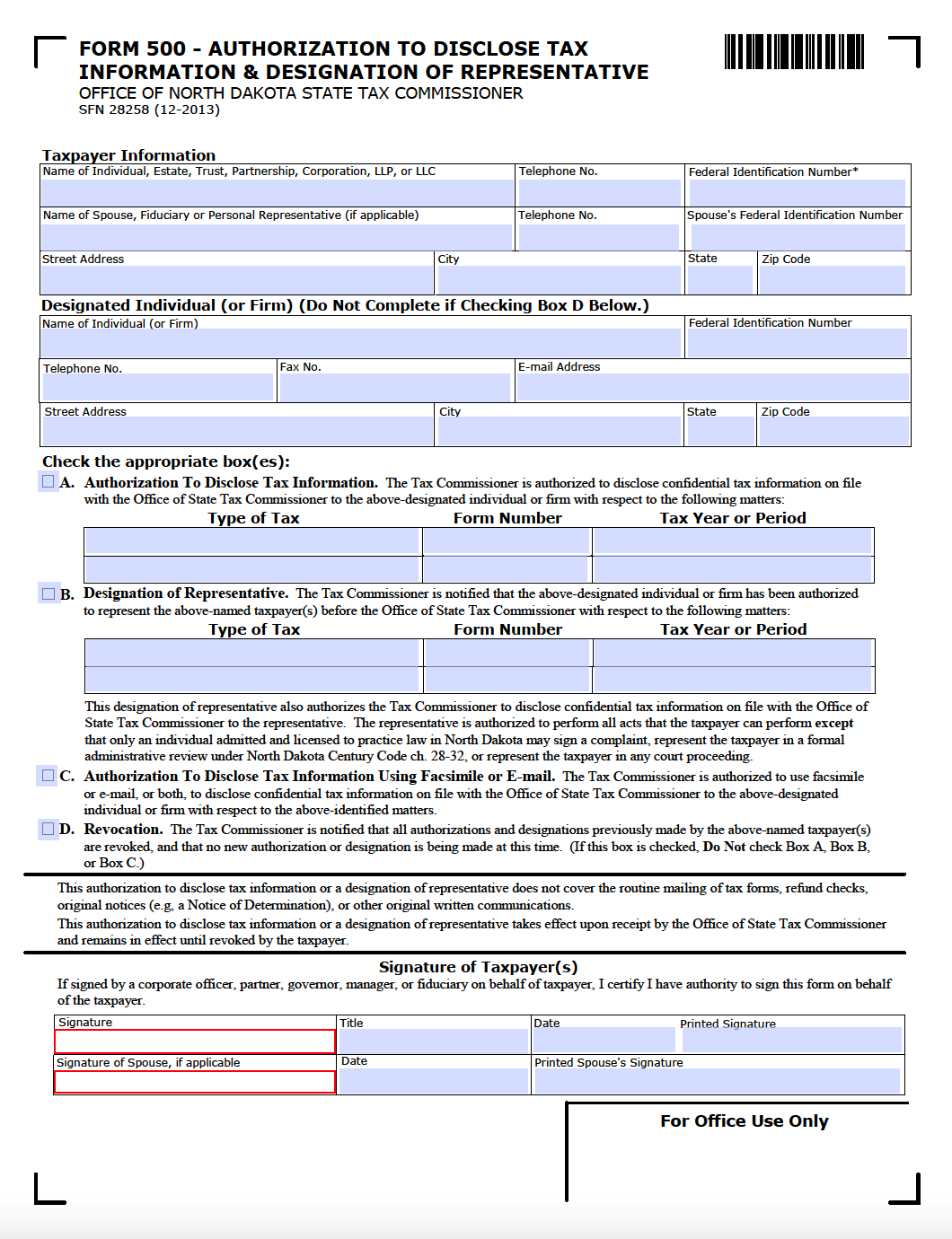 Free North Dakota Tax Power of Attorney Form | PDF