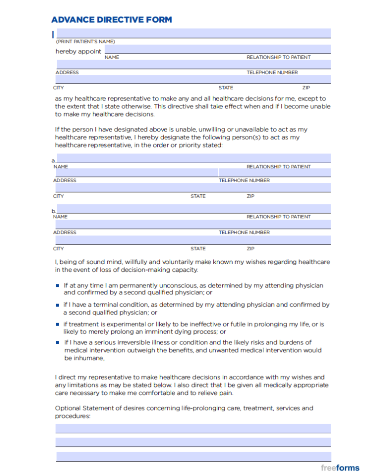 Free New Jersey Advance Directive Form (Medical POA & Living Will) PDF