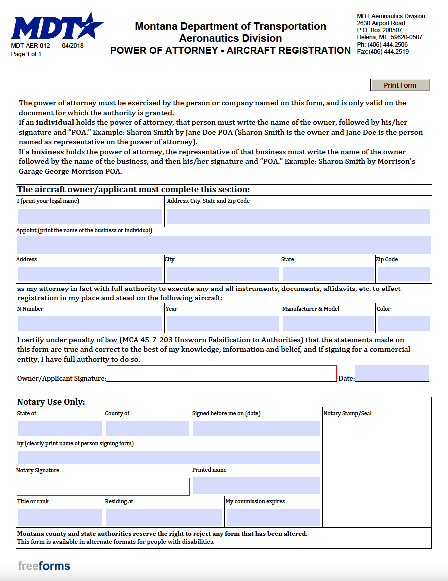 Free Montana Motor Vehicle Power of Attorney Form | PDF