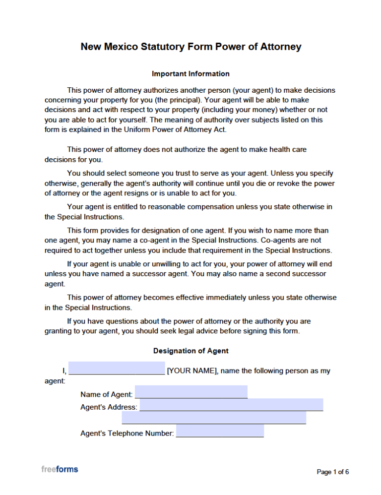 free-new-mexico-power-of-attorney-forms-pdf-word