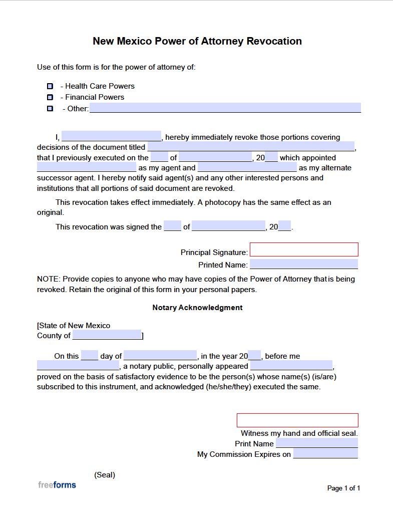 Free New Mexico Power Of Attorney Forms Pdf Word 2949
