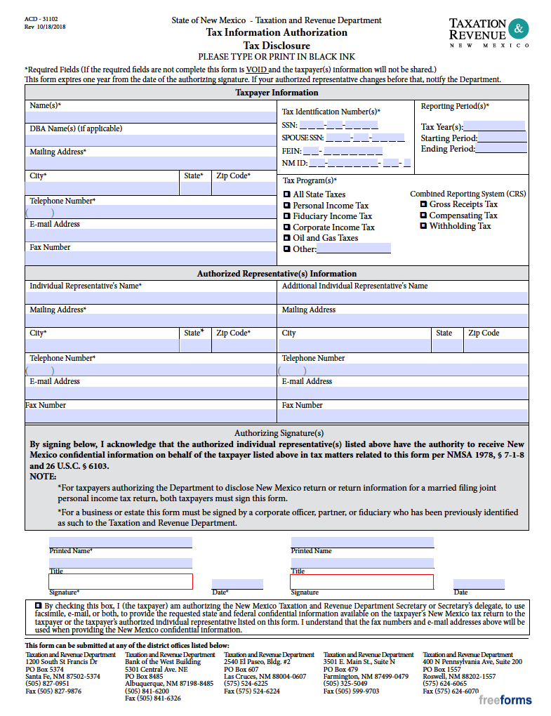 free-new-mexico-tax-power-of-attorney-form-pdf