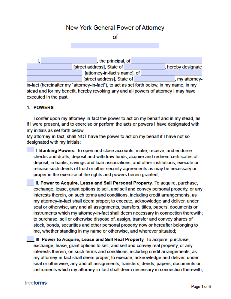 Free New York Power Of Attorney Forms Pdf Word 54 Off 7397