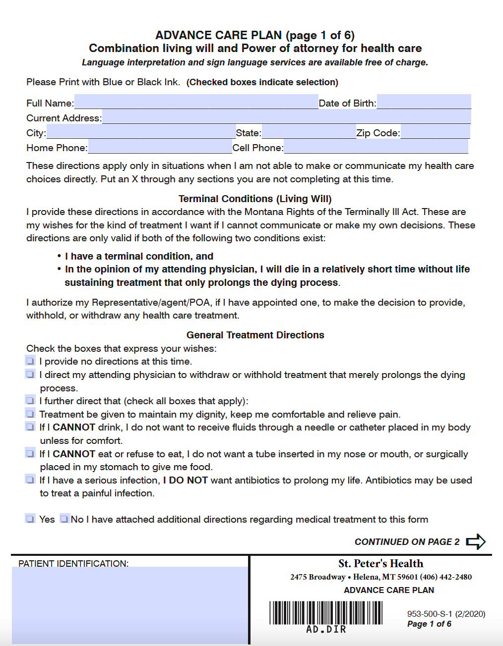 Free Montana Advance Directive Form (Medical POA & Living Will) PDF