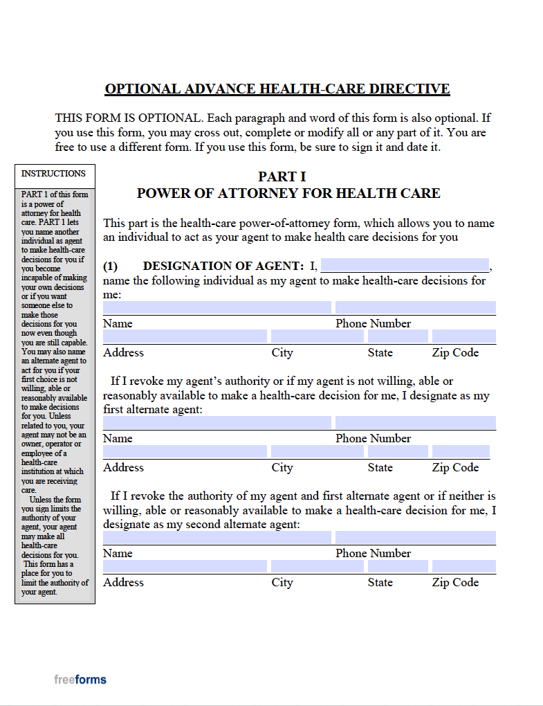 Free New Mexico Advance Directive Form (Medical POA & Living Will