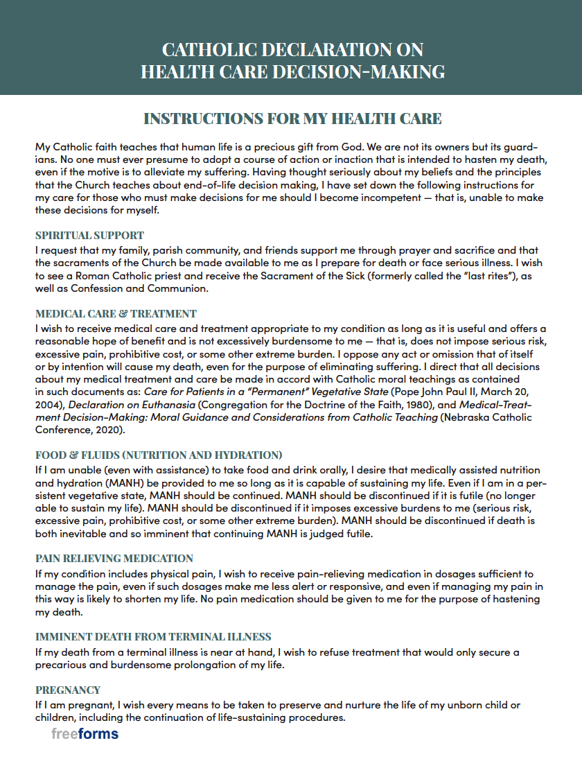 Free Nebraska Advance Directive Form (Medical POA &amp; Living Will) | PDF