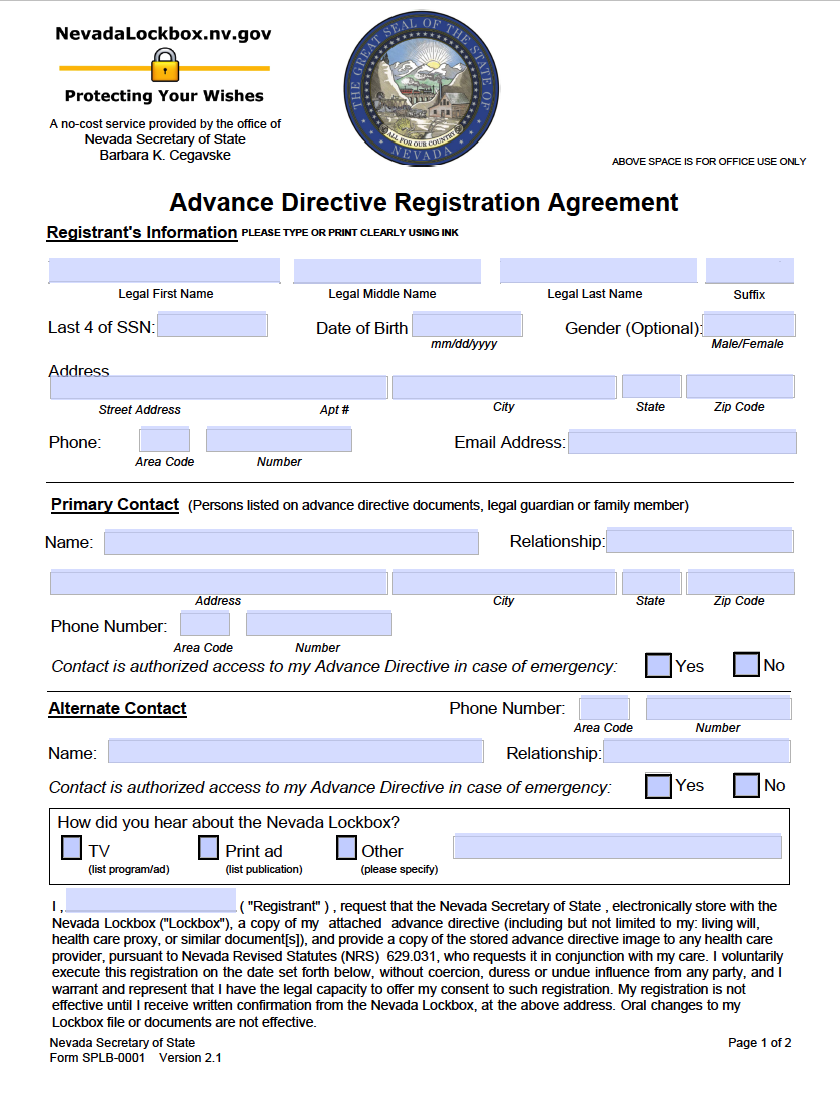 Free nevada medical power of attorney form pdf word