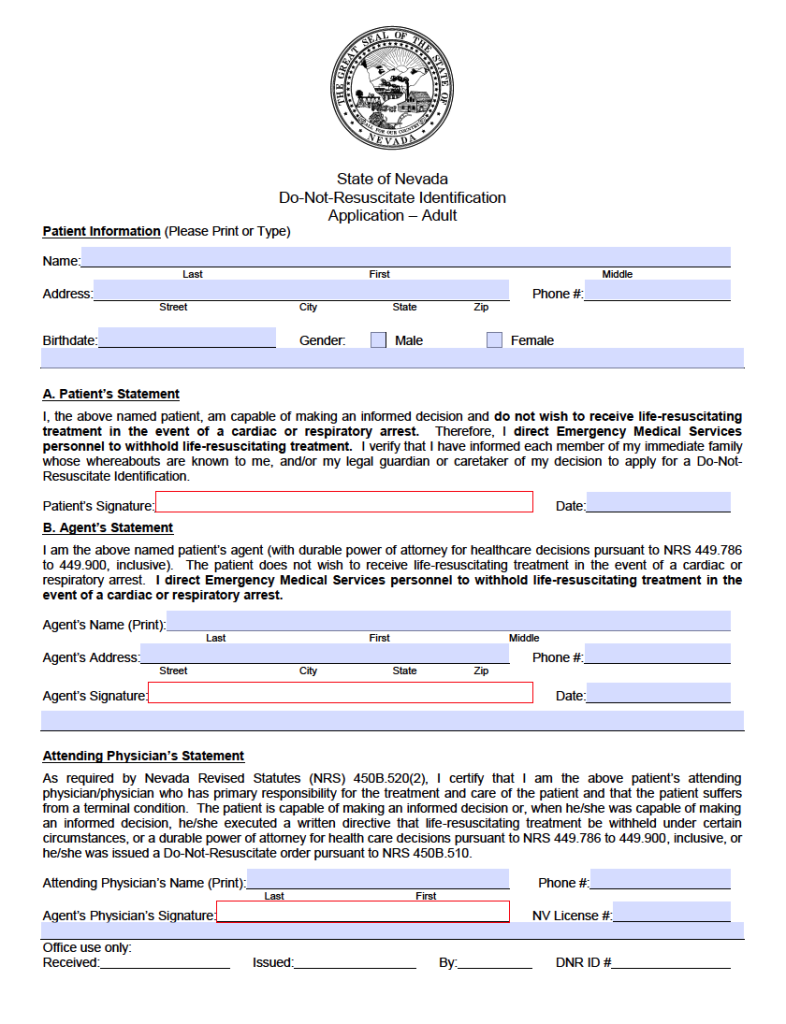 Free Nevada Living Will Form | PDF