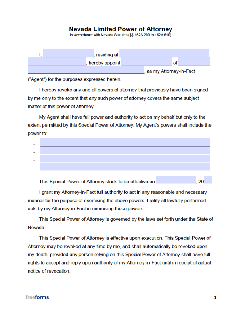 Nevada Power Of Attorney Statute