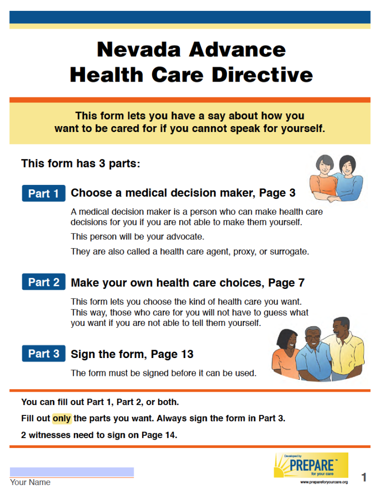Free Nevada Advance Directive Form (Medical POA & Living Will) PDF