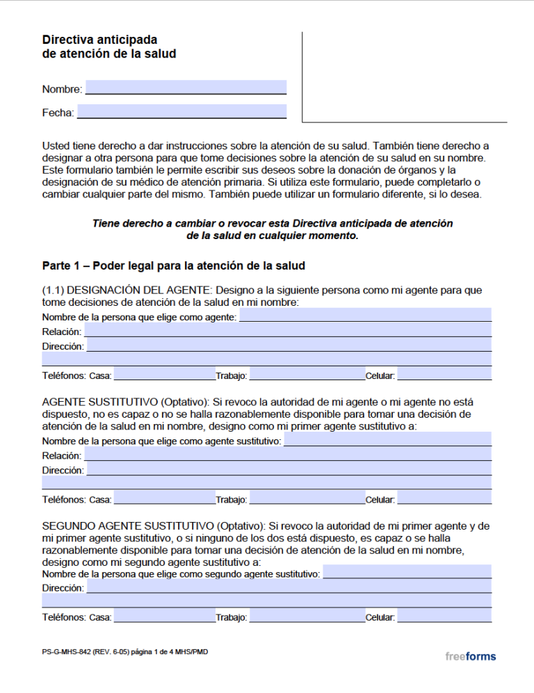 Free Alabama Advance Directive Form (Medical POA + Living Will) PDF