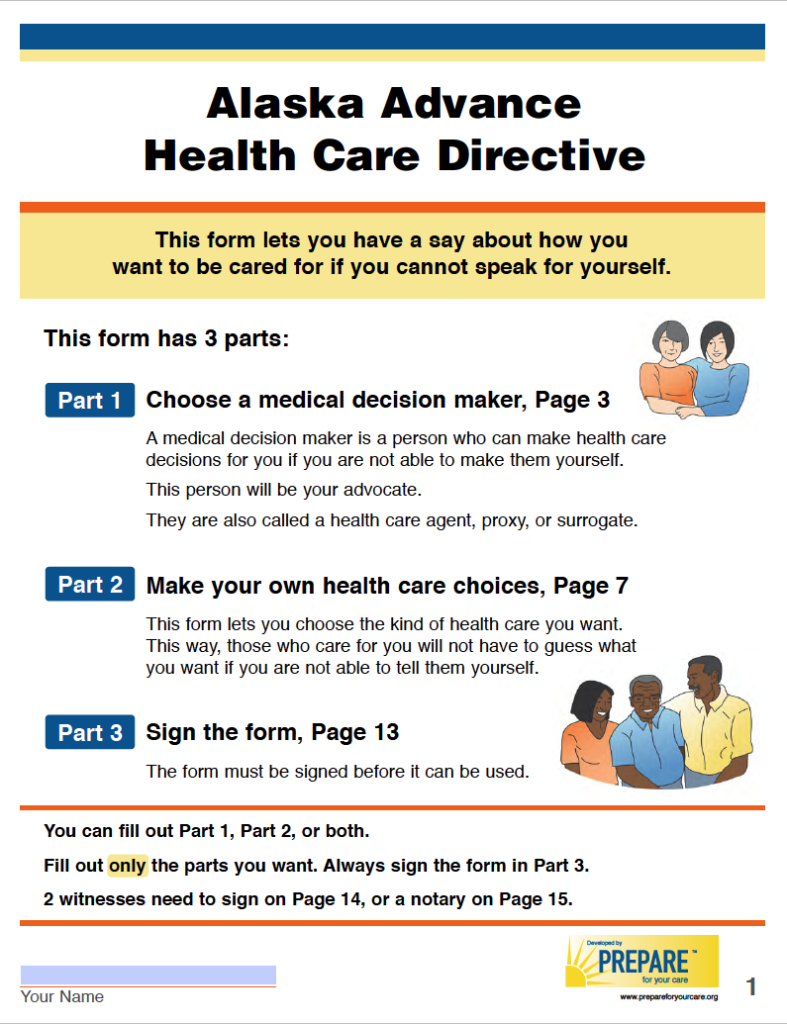 Free Alaska Advance Directive Form (Medical POA + Living Will) PDF WORD